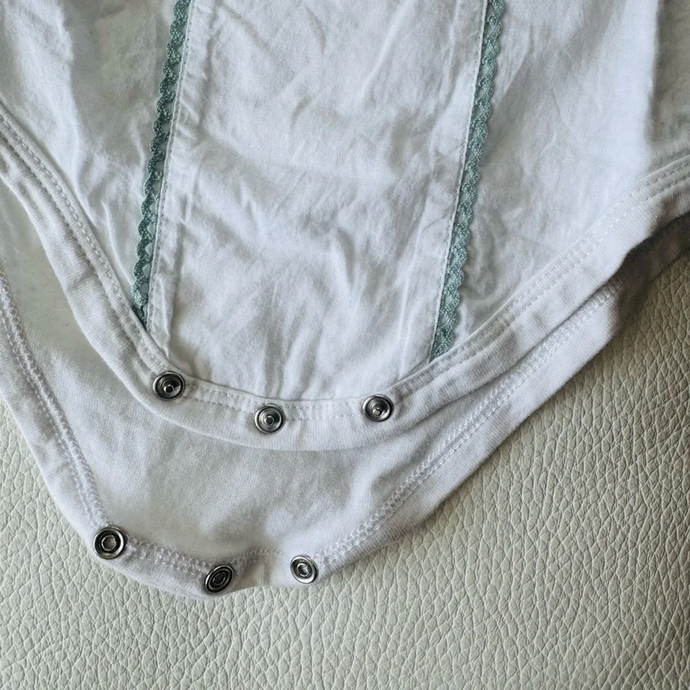 Pepa and company Delicate Frill Collar with Green Detailing Bodysuit 18 mo